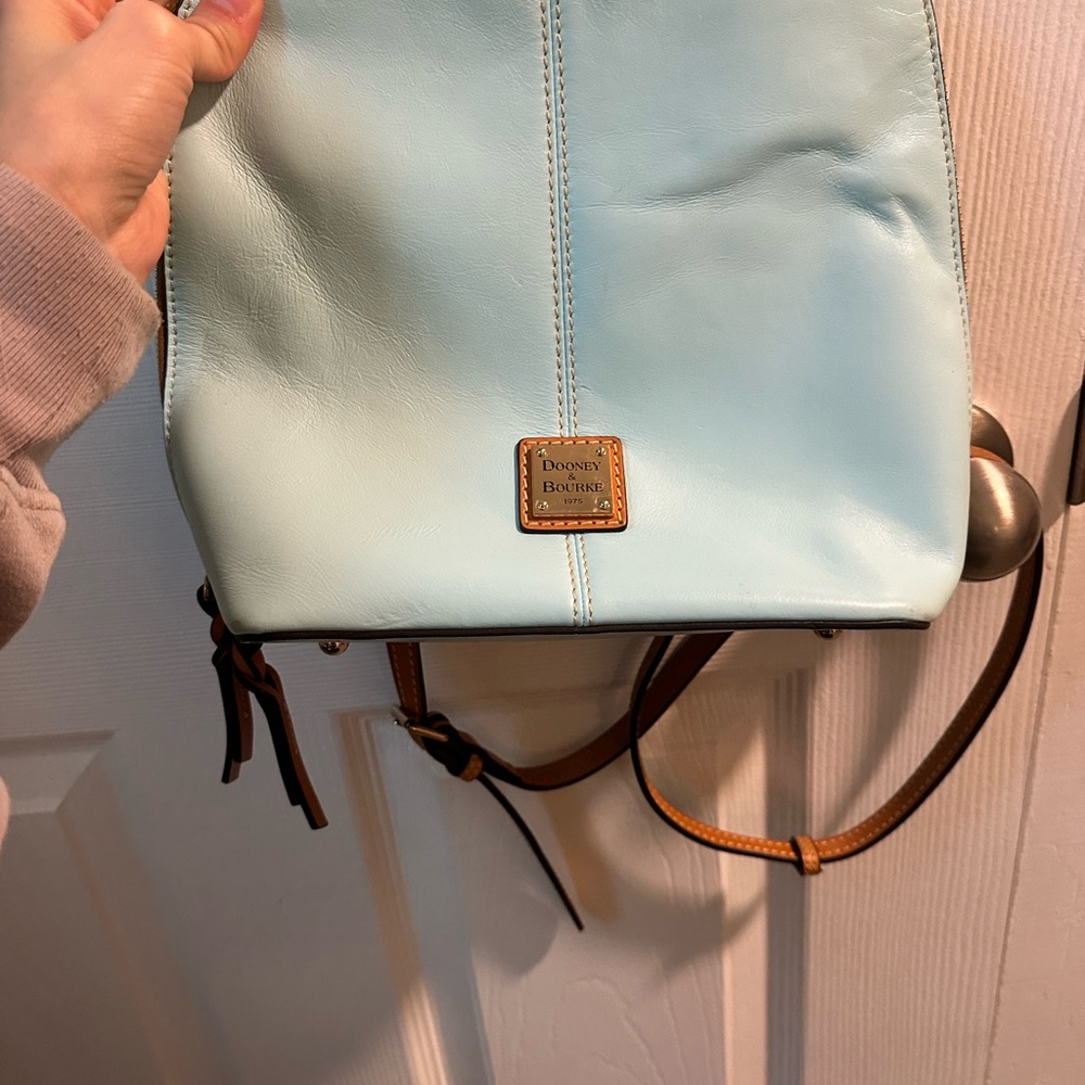 Dooney & Bourke Blue and Brown Backpack with Minimalist Design